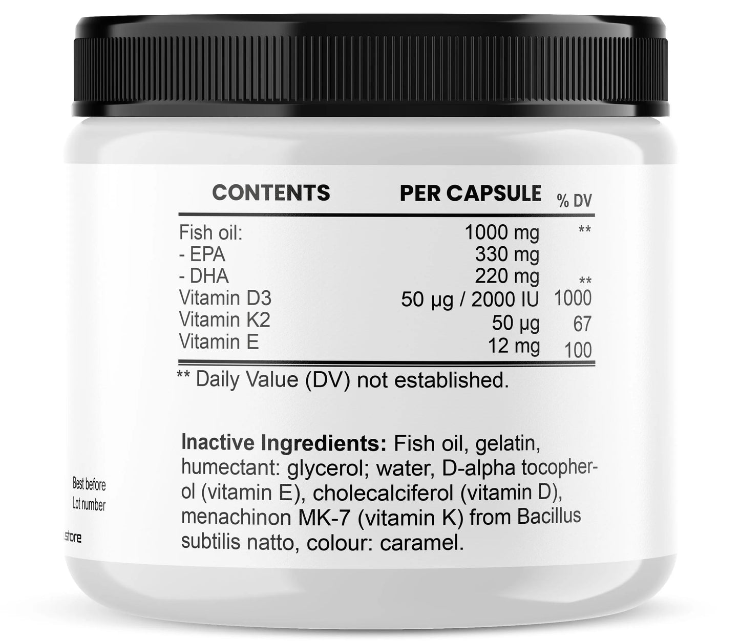 HDS Pharman, Omega 3 + Vitamin D3 + K2 – 180 Kapseln für 6 Monate Versorgung