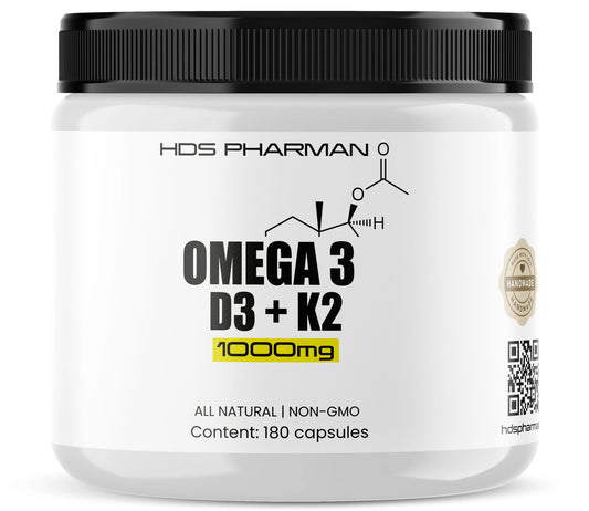 HDS Pharman, Omega 3 + Vitamin D3 + K2 – 180 Kapseln für 6 Monate Versorgung